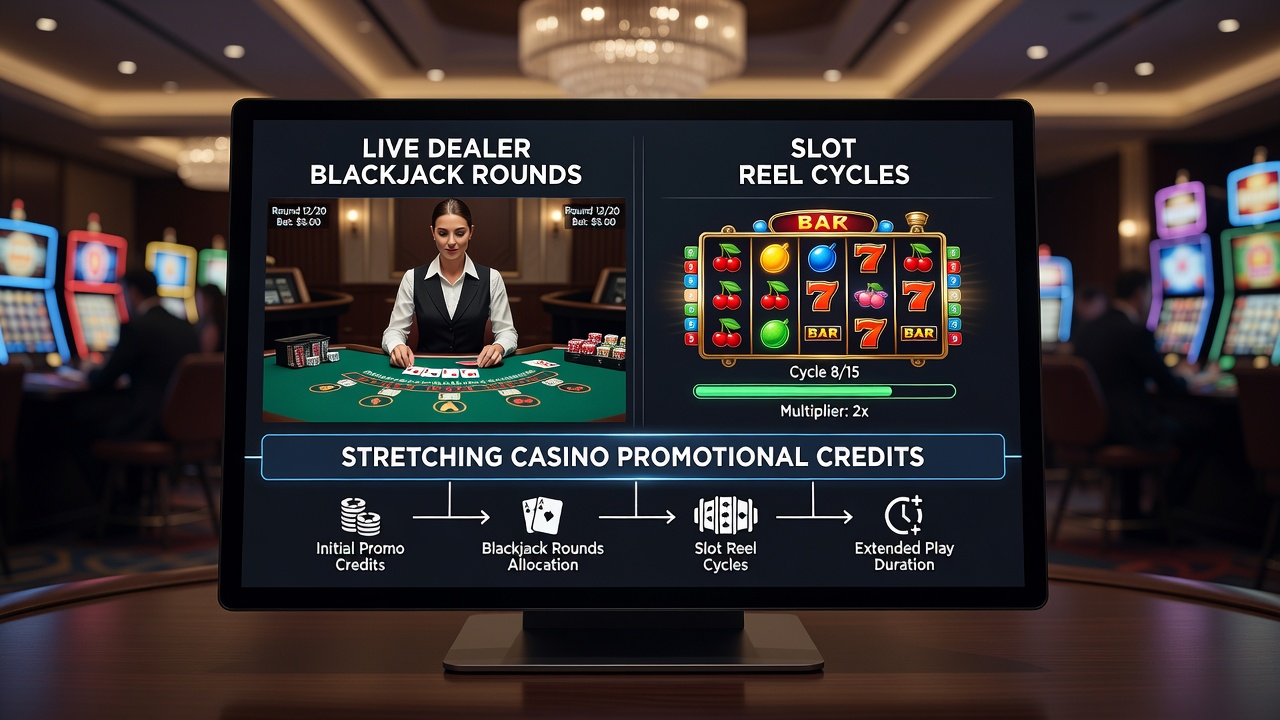 Mobile Casino-Sitzung mit Blackjack und Slots
